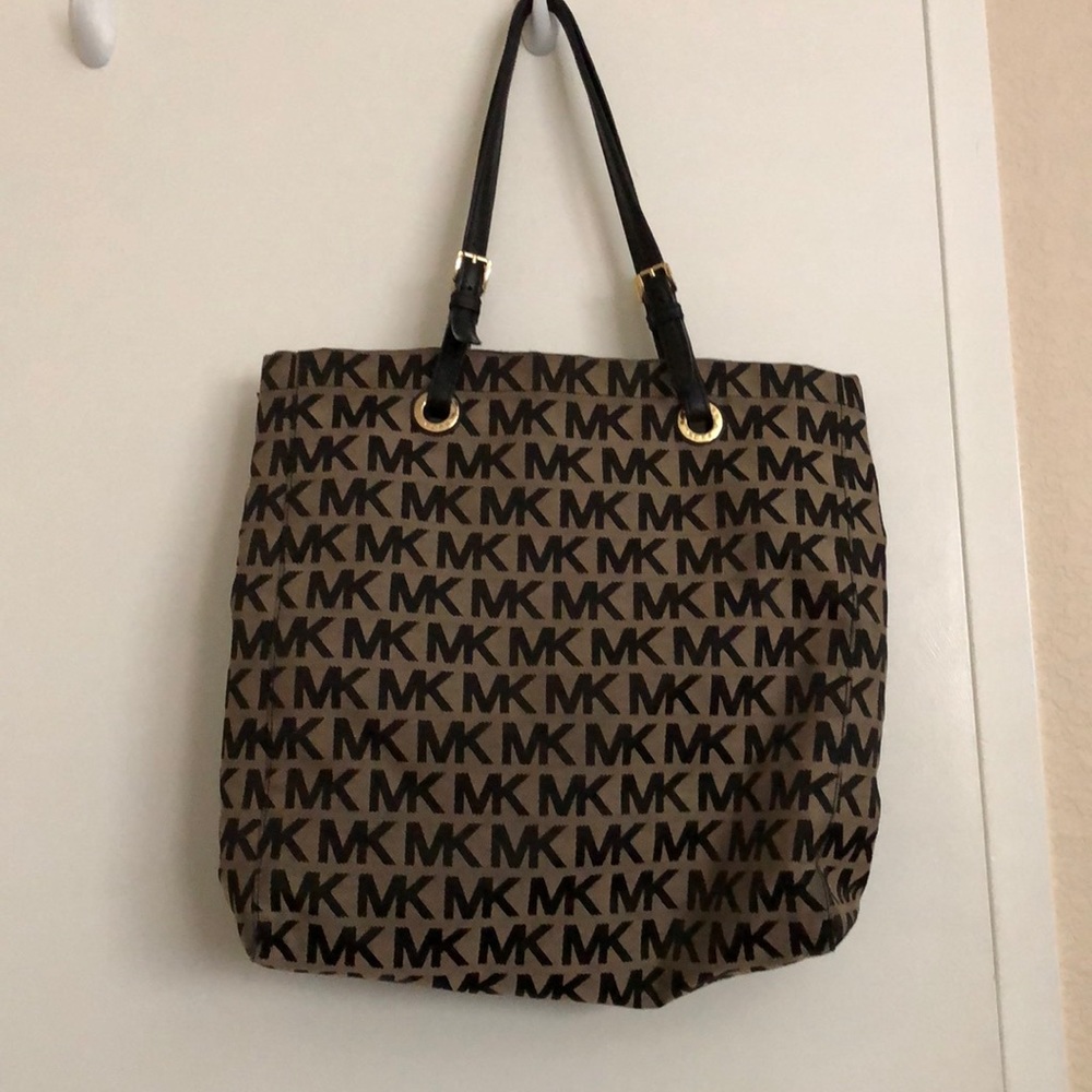 Tan and black MK bag